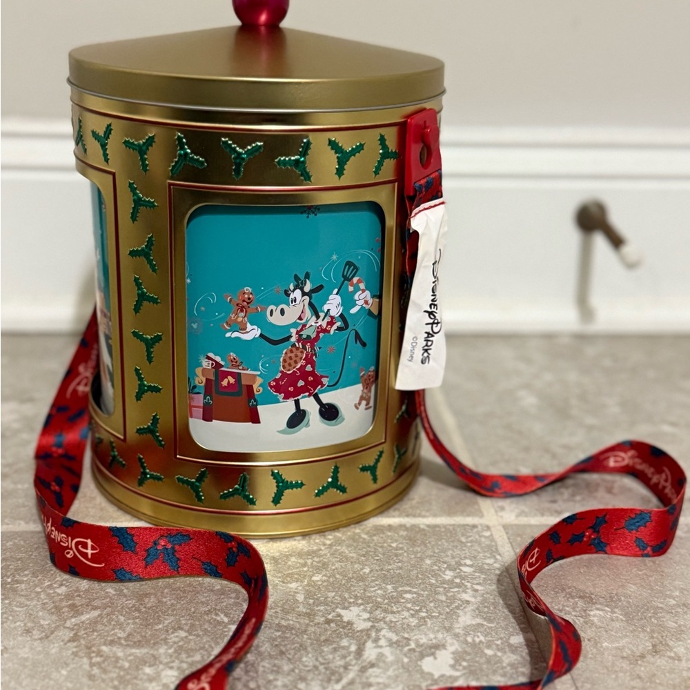 2024 Disney Parks Holidays Mickey Musical Rotating Popcorn Tin